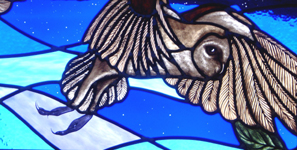 Detail of Stained Glass Owl Window 